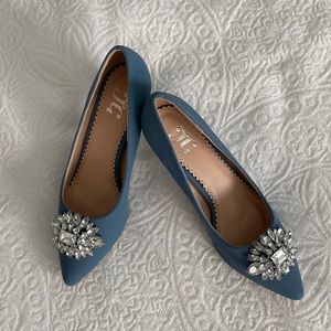 Dusty blue high heel with rhinestone detail, BRAND NEW